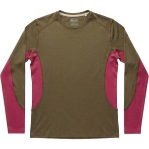 Ibex Womens XL Merino Wool Long Sleeve Base Layer Top Brown Pink USA Made